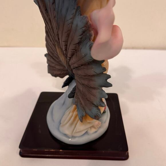 Vintage De Capoli Collection 16" Angel Nymph Peacock Statue Figurine Resin Wood - Picture 8 of 10